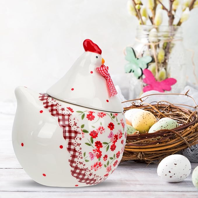 Chicken Cookie Jar Easter Cookie Jar- Farmhouse Kitchen Decor Cute Design Container for Candy Snacks Coffee Countertop Storage Gift for Home