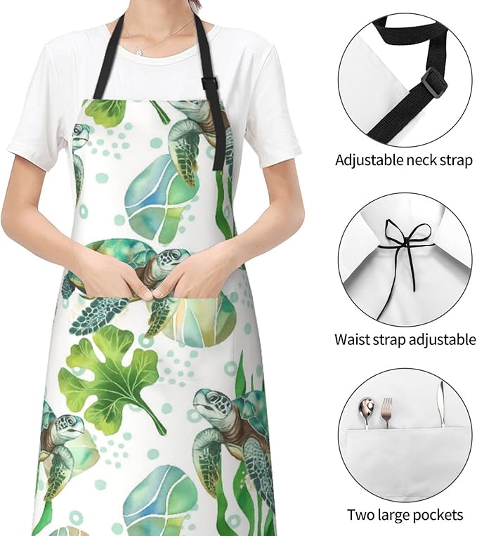 Serene Swan In Stream Adjustable Waterproof Apron Work Cooking Apron With Pockets For Men Women