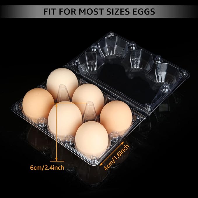 100PCS Egg Cartons Cheap Bulk, Each Holds Half Dozen Eggs (6 Eggs), Plastic Chicken Egg Tray Holder for Family Pasture Farm Market