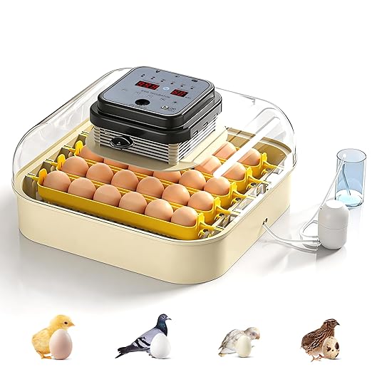 Incubators for Hatching Egg 30 Eggs Automatic Egg Turning & Humidity Control Egg Candler, Digital Temperature Display, Humidity Control&Alarm, Auto Water Chicken Quail Hatcher 110V/12V Dual Power