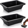 2 Pack Rubber Feeder Pan, 10 Quart Large Horse Trough Feeder Bucket, Heavy Duty 2.5 Gallon Chicken Dust Bath Tub Water Bowl for Pig Goat Dog Cat Farm Livestock Animal Feeding, Rectangular