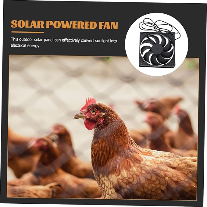 1set Solar Powered Chicken Coop Fan Small Exhaust Fan for Livestock Greenhouse High Efficiency Outdoor Cooling