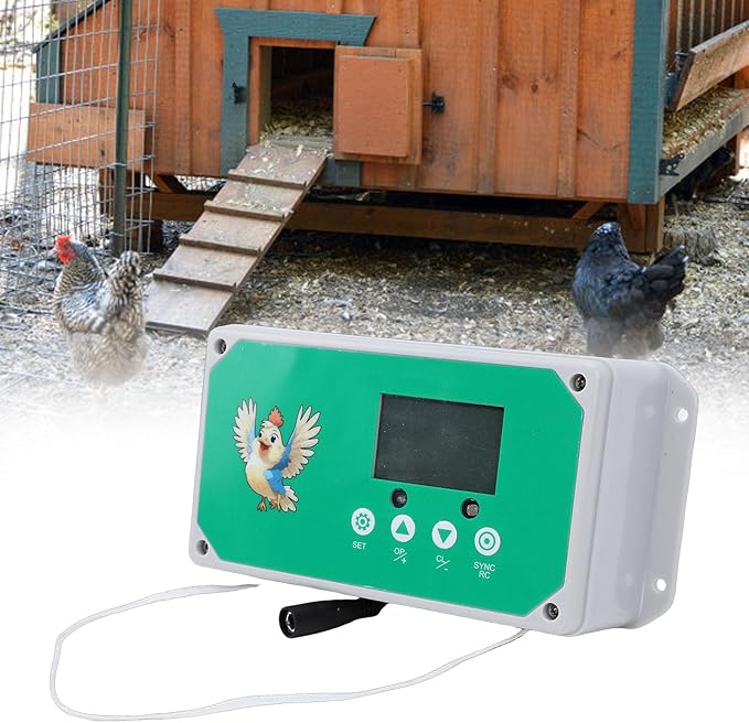 Automatic Chicken Coop Door Opener, Programmable Timer for Poultry Farm Duck House Chicken Coop Accessory (US Plug 100-240V)