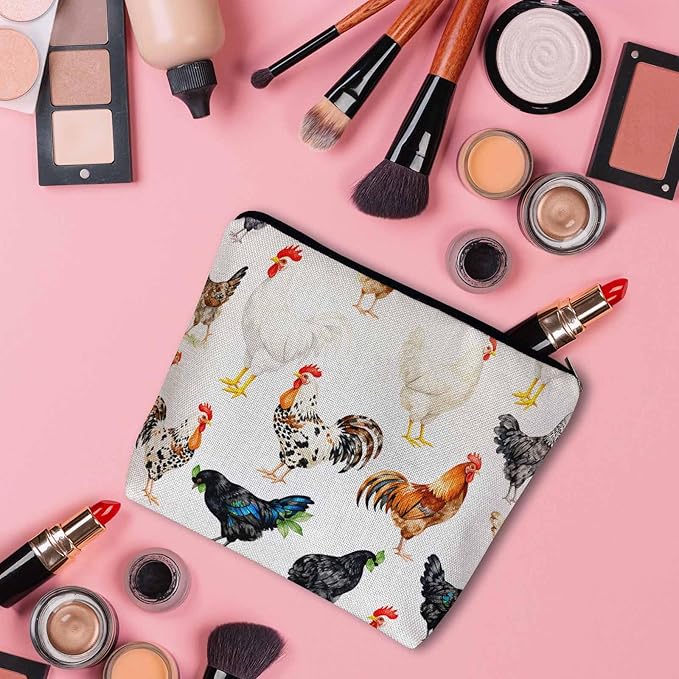 Roosters Makeup Bag For Women, Adorable Cosmetic Bag Makeup Bags, Farm Roosters Chicken Cock Cute Hen Zipper Bag Travel Bags Toiletry Organizers Pouch Bags Washing Bags For Gym Bathroom