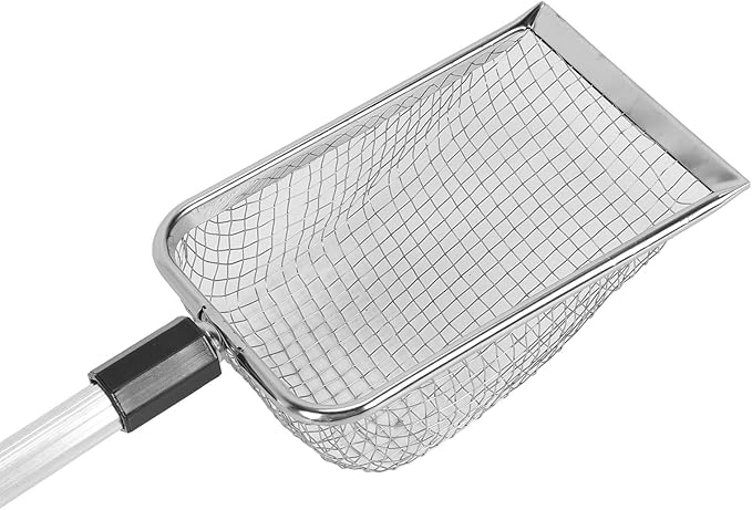 Diydeg Chicken Poop Scooper, Adjustable Stainless Steel Detachable Metal Litter Scoop Sifting Shovel for Cleaning Chicken Coop, Non Stick Poultry Waste Sifter Shovel with Long Handle (B