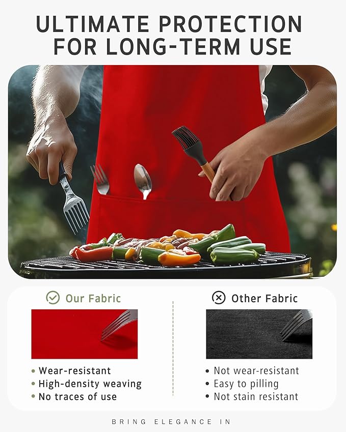 Syntus Adjustable Bib Apron with 2 Pockets Cooking Kitchen Aprons for Women Men Chef