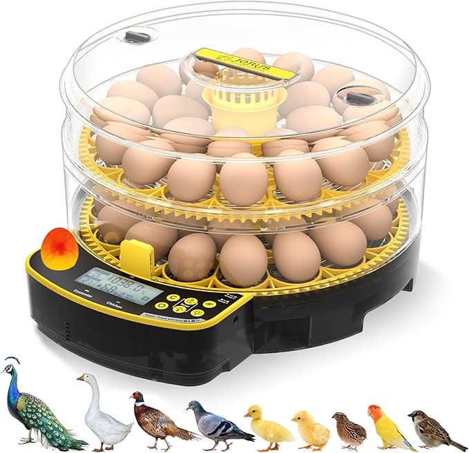 Egg Incubators for Hatching Eggs, Double-Layer 48 Egg Incubator with Temperature and Humidity Control, Egg Candler, Automatic Egg Turner, Clear Window Incubator for Chicks Duck Quail Eggs