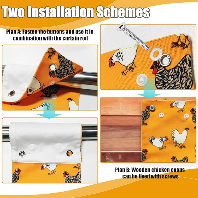 MOMWOW Chicken Nest Box Curtains - Home Partition Curtain for Laying Eggs - Wind, Rain, Light Protection - Prevent Disturbance - Easy Button Closure (Yellow)