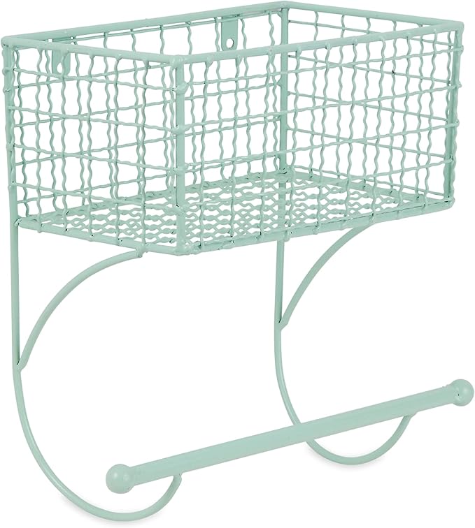 DII Rustic Farmhouse Bathroom Décor, Metal Storage, Small Towel Bar, Aqua
