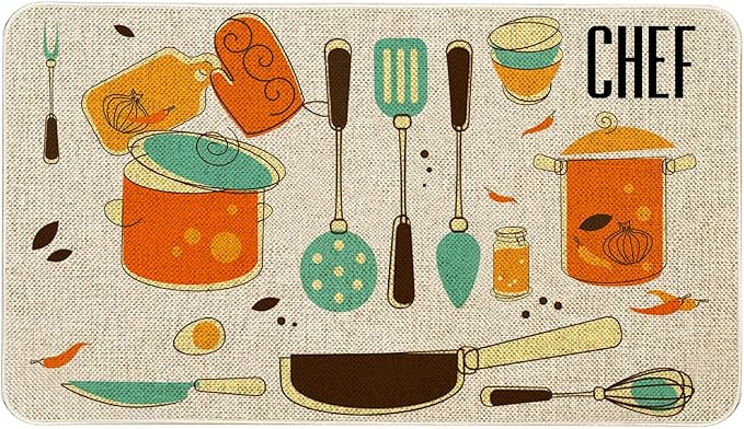 Roszwtit Farmhouse Kitchen Rugs and Mats, Chef Door Mat, Seasonal Washable Non-Slip Floor Mats for Home Kitchen Decor 30x17 Inch