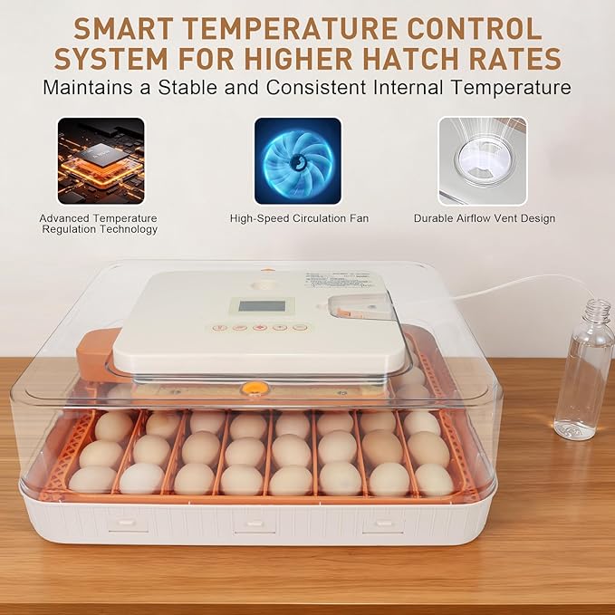 2nd Nest - 56 Egg Incubator for Breeders, Fully Automated, Accurate Humidity & Temp Control, Chick Separator, Flexible Egg Spacing, Custom Incubation Days, Auto Turning & Auto Stop, Easy Monitoring