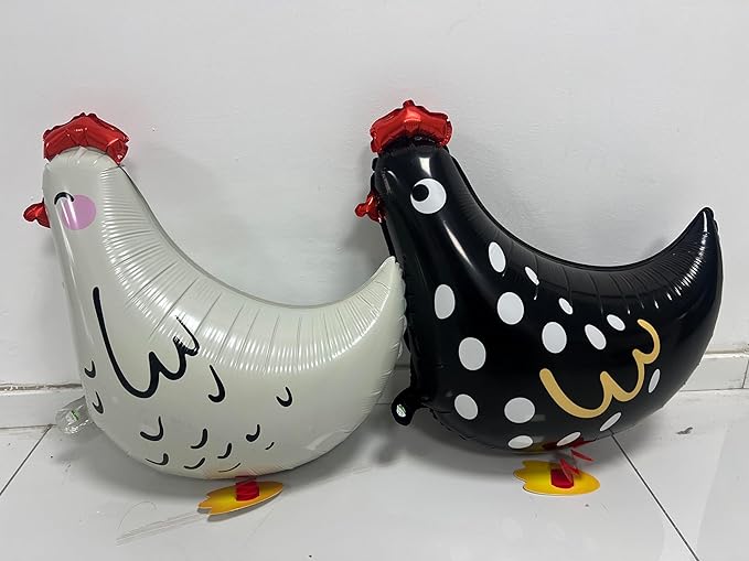 8pcs walking chicken animal balloons,white and black chicken walking balloons animals birthday party decorations supplies