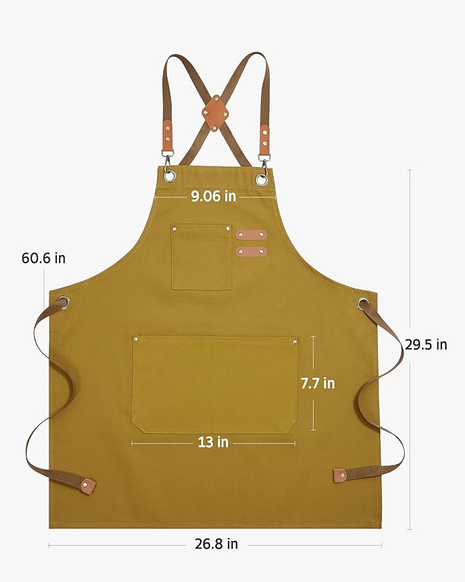 Syntus Adjustable Bib Apron with 2 Pockets Cooking Kitchen Aprons for Women Men Chef