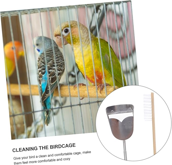 2pcs Pet Bird Cage Cleaning Tool Set Brush Shovel for Parrot Cage Maintenance Efficient Cleaning Supplies for Bird Habitats