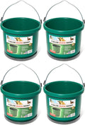 Farm Innovators HB-60 9 Quart 2 Gallon Plastic Heated Bucket w/Metal Handle, Built in Thermostat, & Anti Chew Cord Protector, 60 Watt, Green (4 Pack)