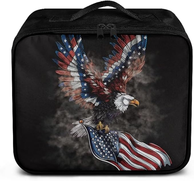 Rnyleeg American Flag Medical Kit for College Dorm Eagle First Aid Kit for Car Travel First Aid Bag Empty for Home, Office, Outdoor, Boat, Camping, Hiking