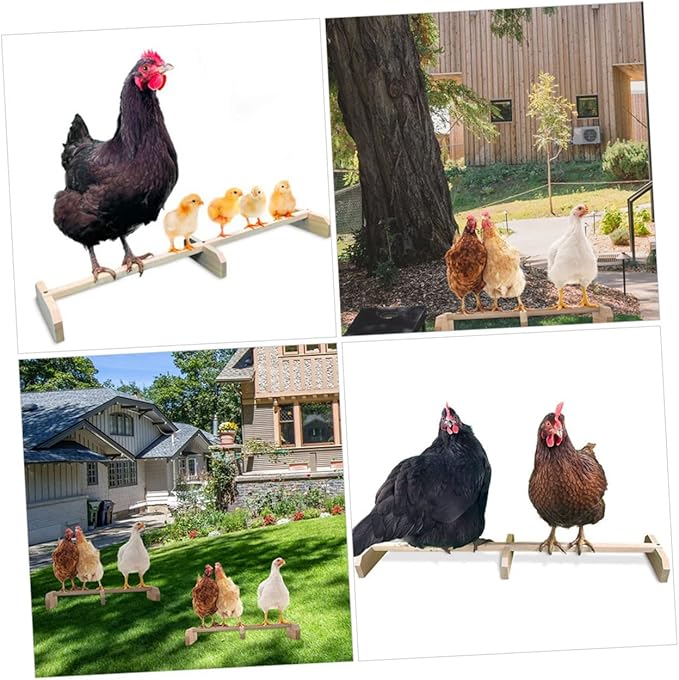 BESPORTBLE Wooden Chicken Roosting Bar Natural Bird Perch Stand for Pet Parrots and Hens Safe Breeds and Ages Coop Perch to Attract and Entertain Pets