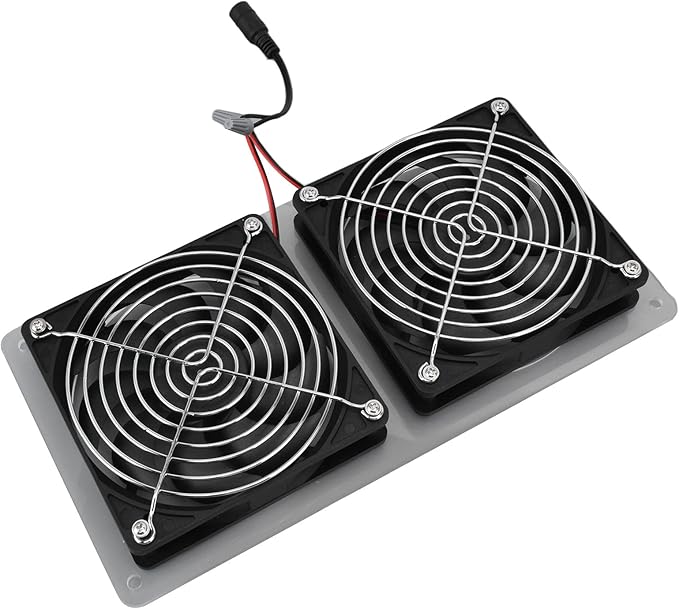 Jiawu Solar Panel Fan Kit, 100W 12V Dual Exhaust Fan, Solar Powered Fan for Small Chicken Coops, Greenhouses, Sheds, Pet Houses