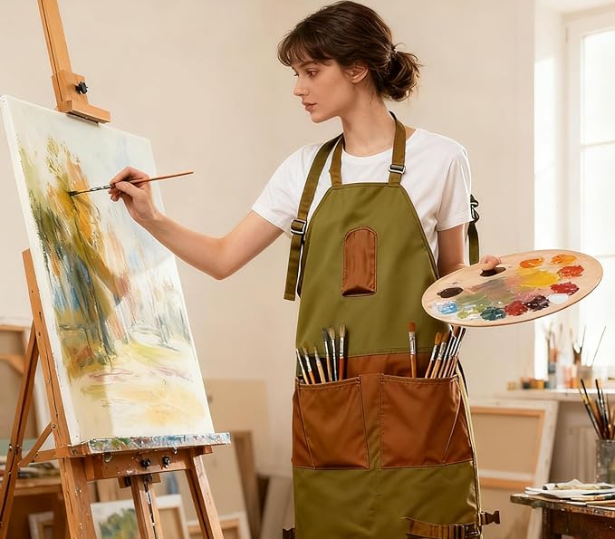 Gardening Apron with Pockets for Women & Men, With Adjustable Straps,Ideal for Gardening, Cooking, Painting