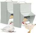 Uiifan 2 Pcs 11.5-50 Lbs Galvanized Chicken Feeder Weatherproof Poultry Food Dispenser with Lid Chicken Duck Food Dispenser Rat Proof Poultry Feeder for Cock Hen Duck(25 lb)