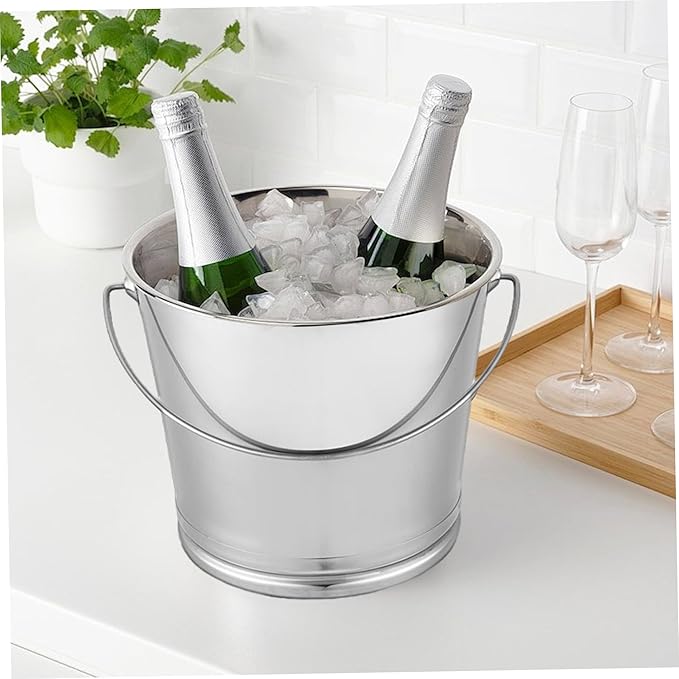 Stainless Steel Bucket with Lid, 8L Stainless Steel Compost Bin, Large Capacity Food Storage Containers, Portable Metal Bucket with Handle for Rice Flour Grain