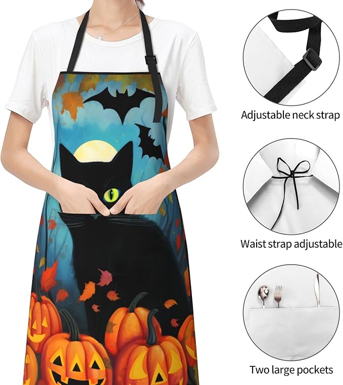 Shark Jumping Home Aprons 2 Pockets 33"×28" for Men Women, Ocean Sea Waterproof Kitchen Cooking Bib