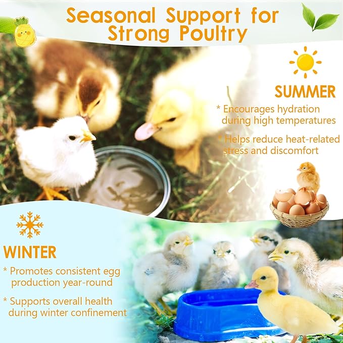 Yakucho Chicken Electrolytes for Water, Poultry Vitamins with Probiotics, Hydration, Immunity & Digestive Support, for Chicks, Adult Birds, Chickens, Ducks & Turkeys, 8.8oz Chicken Supplement Powder