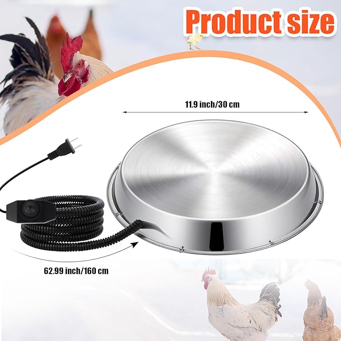 6 Pcs All-in-One Chick Brooder Kit with 48W Chicken Water Heated for Winter Chick Feeder and Waterer Set Poultry Waterer Heated Base Chicken Duck Goose