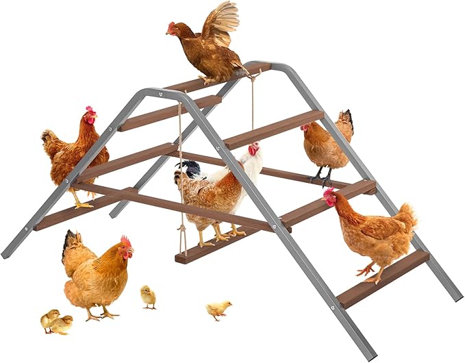 PETSFIT Chicken Roosting Bar-Solid Wood and Rustproof Iron Design, Chicken Perch with Swing for Healthy Poultry-Ideal for Backyard Coops, Farms, Easy to Assemble and Clean