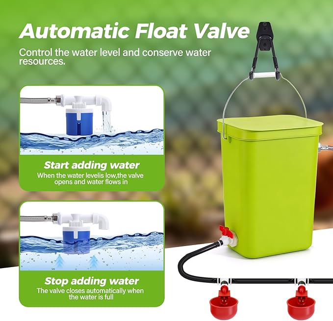 Complete Set Pipeline Automatic Chicken Waterer System, DIY Chicken Watering System with Poultry Water Cups, Chicken Waterer Feeder for Duck Quail, Removable & Washable