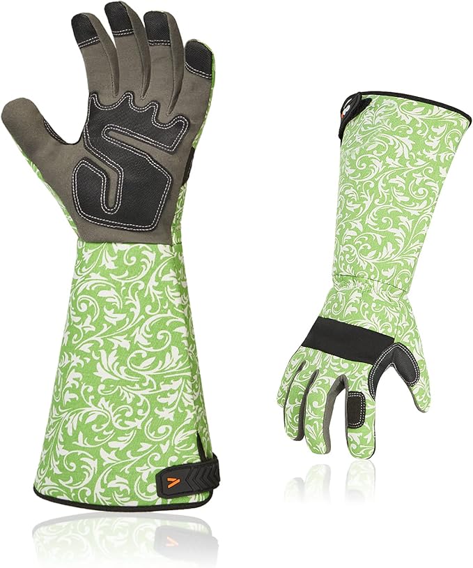 Vgo... 1 Pair Gardening Gloves Ladies,Safety Work Gloves,Long Sleeves Gauntlet,Puncture Proof,Touchscreen(Size M,Green,AL6608-FM)