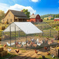 Large Chicken Runs for Yard with Cover, Large Metal Chicken Coop, Spire Roof Metal Chicken Coop with Lock for Outdoor, Backyard, Farm, Duck, Rabbit （9.8 * 13.1 * 6.6ft）