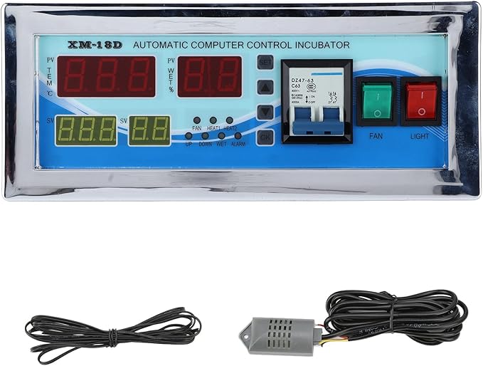 110V Egg Incubator Controller, XM-18D Digital Automatic Temperature Humidity Control Thermostat with Sensor Probe for Homebrew Incubator Greenhouse
