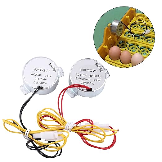 Joyzan Egg Turner Motor, AC Chicken Rotator Incubator Automatic Turntable Hatching Tool Small Guide Accessory Connector CW CCW Dual Working Modes Incubating Electric Ducks Goose Bird Tray Quail 220V