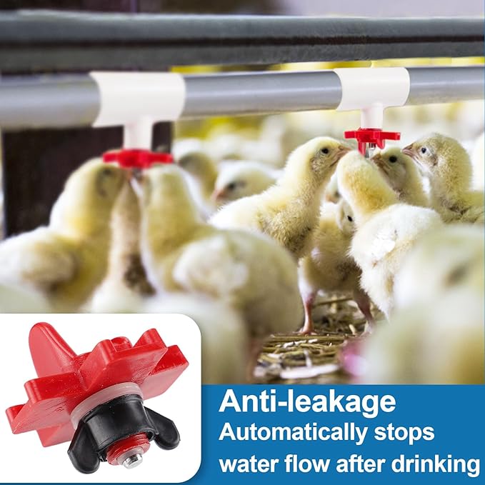 20 Pack Horizontal Chicken Nipples Waterer - Easy Install Automatic Chicken Water Feeder, Poultry Nipples Side Mount Drinkers for Quail Duck
