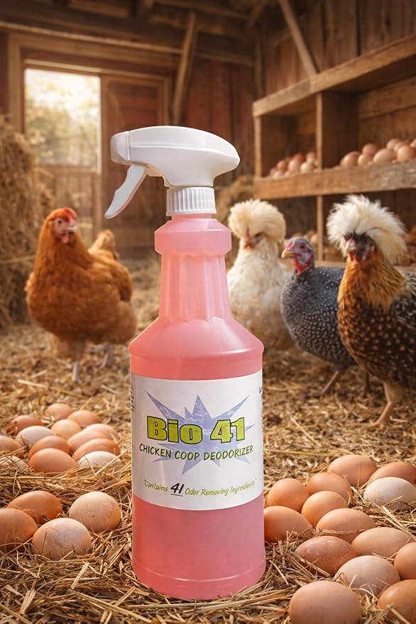 Chicken Coop Deodorizer - All Natural Ingredients for Ammonia Control and Odor Eliminator for Poultry - Works in Coops, Brooders, Nest Boxes, Waste Areas, Roosting Areas, Bedding - 32 oz Spray Bottle