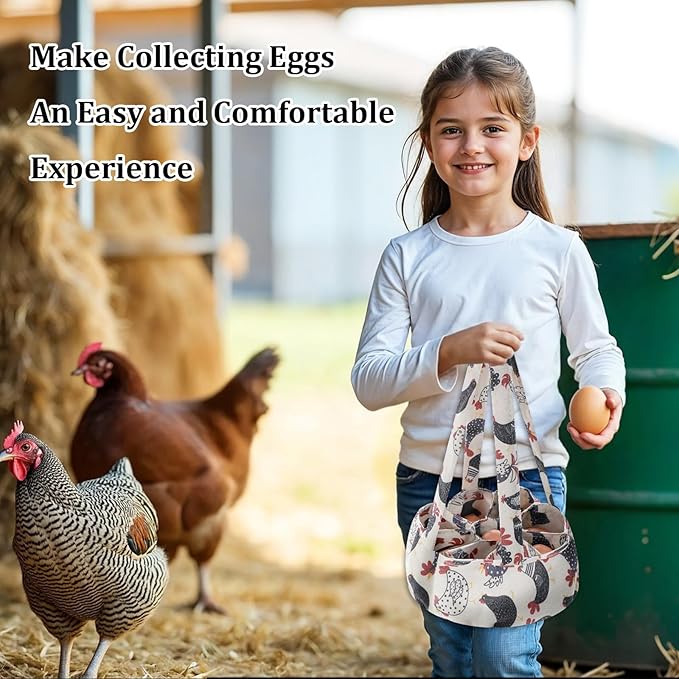 2Pcs Egg Collection Basket, Egg Bags, Portable Eggs Carrier, Eggs Gathering Basket with 9 Pouches for Home Garden Farm Use