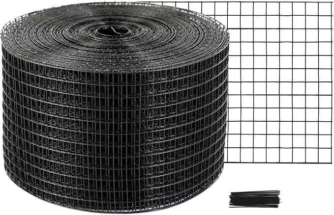 VEVOR 8inch x 98ft Critter Guard for Solar Panels, PVC Coated Wire Mesh Roll Kit with 50pcs Ties for Pigeon Deterrent, Bird, Squirrel Proof, Black