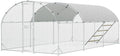 Large Metal Chicken Coop, 10x20x6.5FT Chicken Runs for Yard with Cover and Roosting Perch, Split Doors Walk in Chicken Coop