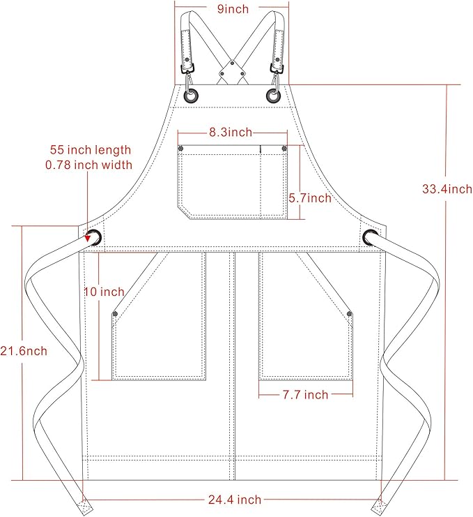 Jeanerlor - 16oz Water-Resistant Work Aprons for Women and Men Canvas Tool Apron with Pockets Adjustable S to XXXL