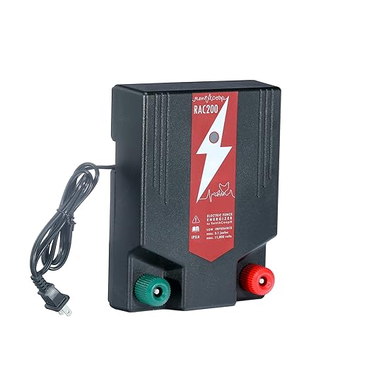 RentACoop Electric Fence Energizer (RAC200-2.0 Joules) - Plug-in Energizer for Electric Fencing Systems for Poultry Netting, Chickens, Gardens, Goats, and Other Animals