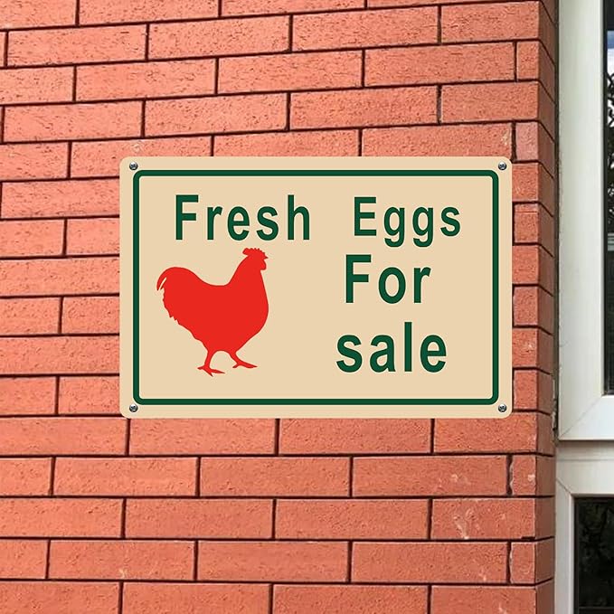 Farm Fresh Eggs for Sale Metal Sign, Farmhouse Chicken Coop Wall Decor Aluminum material，8x12 Inch, Weatherproof,2Pack