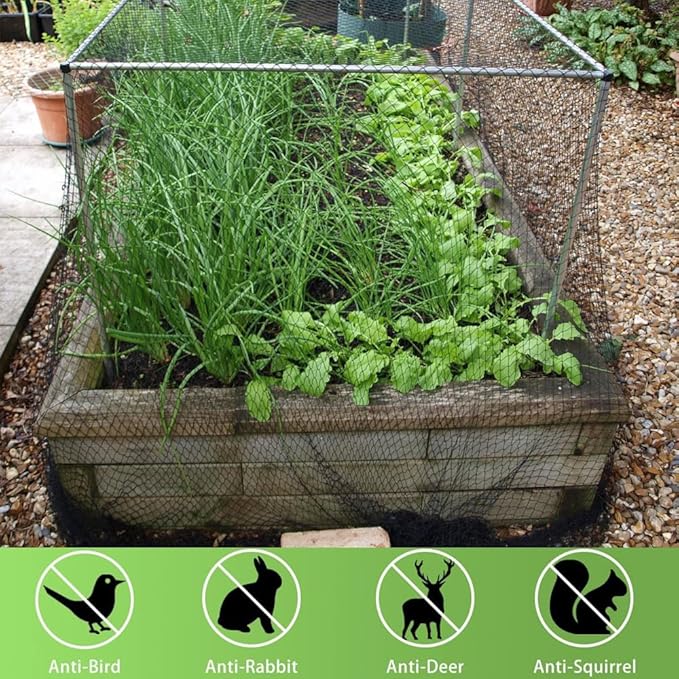 Bird Netting 15x20 Ft, 1/2In Mesh Heavy Duty Garden Netting Pest Barrier for Plants, Fruit Trees, Vegetables, Extra Strong Woven Mesh Netting, Animal Fencing Against Birds, Deer, Poultry