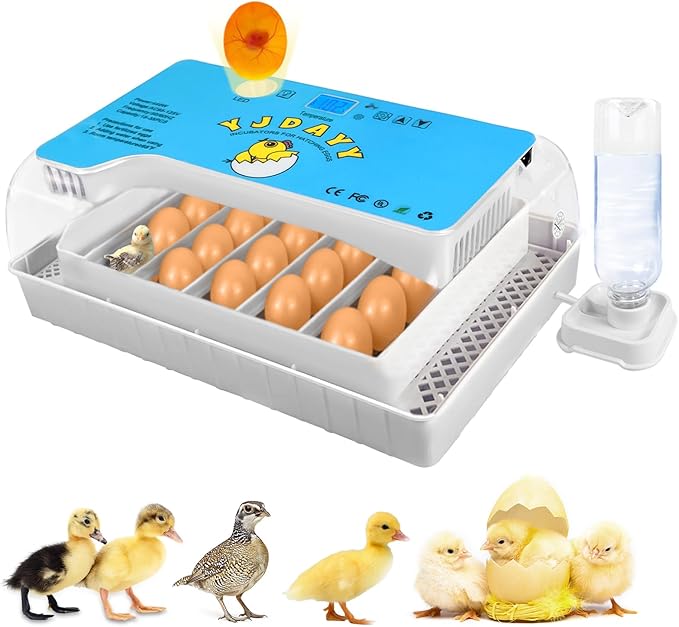 Incubators for Hatching Eggs 15-35 Eggs Incubator with Automatic Egg Turning and ℉Temperature Display LED Egg Candler Poultry Incubator for Hatching Chicken Duck and Quail Egg Incubator (Blue)