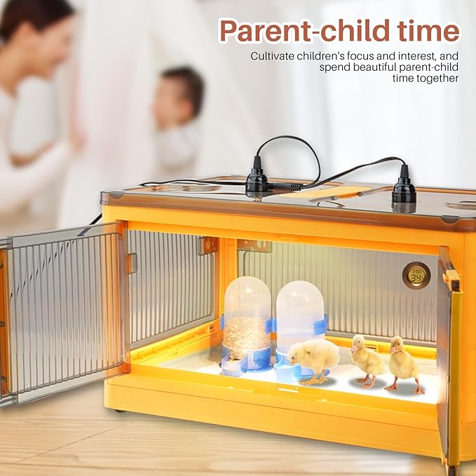 Chick Brooder Box for Chicks, Brooder Box with Feeder and Waterer, Brooder Heater Warms up to 20 Chicks, Poultry Breeding Box Suitable for Chick Duckling Parrot Lizard (Large)