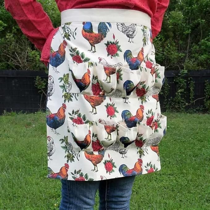 Egg Collecting Apron with 12 Deep Pockets Gathering Holding Farmhouse Fresh Eggs for Chicken Hen Duck Goose
