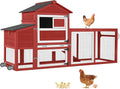 Aivituvin Mobile Chicken Coop with Wheels for 4-6 Chickens, Backyard Expandable Chicken House Duck Cage with Run, 2 Nesting Boxes, Easy Clean Pull-Out Tray, Leak-Resistant Asphalt Roof, 82.4"(Red)