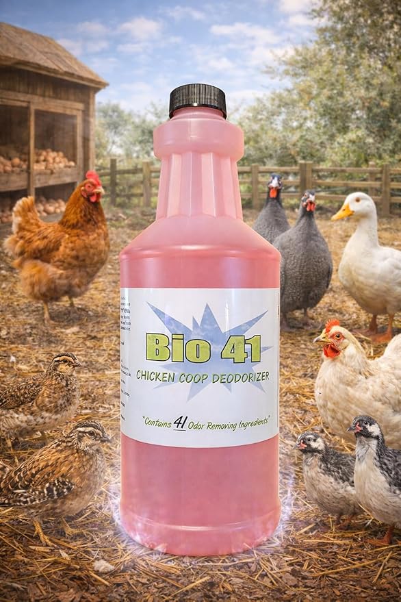 Chicken Coop Deodorizer - All Natural Ingredients for Ammonia Control and Odor Eliminator for Poultry - Works in Coops, Brooders, Nest Boxes, Waste Areas, Roosting Areas, Bedding - 32 oz Spray Bottle