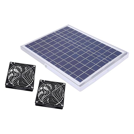 TOPINCN 15W Solar Panel Fan Kit IP65 Weatherproof Dual Fan Solar Exhaust Ventilation for Chicken Coop Greenhouse Shed Pet House Outdoor Use
