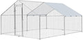 Large Metal Chicken Coop, Walk in Chicken Runs for Yards with Cover, Hen House Enclosure with Security Lock & Waterproof Cover, Outdoor Duck Rabbit Pens Chicken House, 13.1 x 9.8 x 6.5 ft